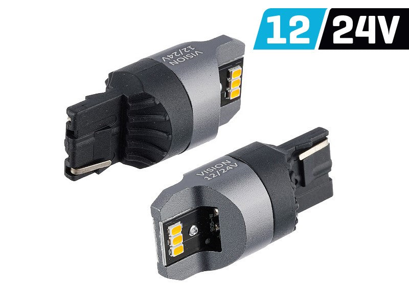 Izzó VISION WY21W (T20d) 12/24V 6x 3020 SMD LED, nem poláris, CANBUS, narancssárga, 2 db