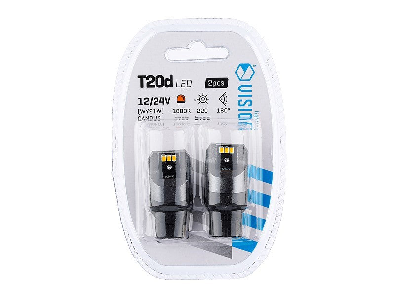 Izzó VISION WY21W T20d 1224V 6x 3020 SMD LED nem poláris CANBUS narancssárga 2 db – kép 3