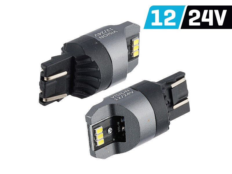 Izzó VISION W21 / 5W (T20q) 12/24V 6x 3020 SMD LED, nem poláris, CANBUS, fehér, 2 db