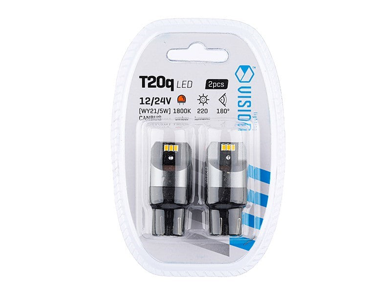Izzó VISION WY21  5W T20q 1224V 6x 3020 SMD LED nem poláris CANBUS narancssárga 2 db – kép 3