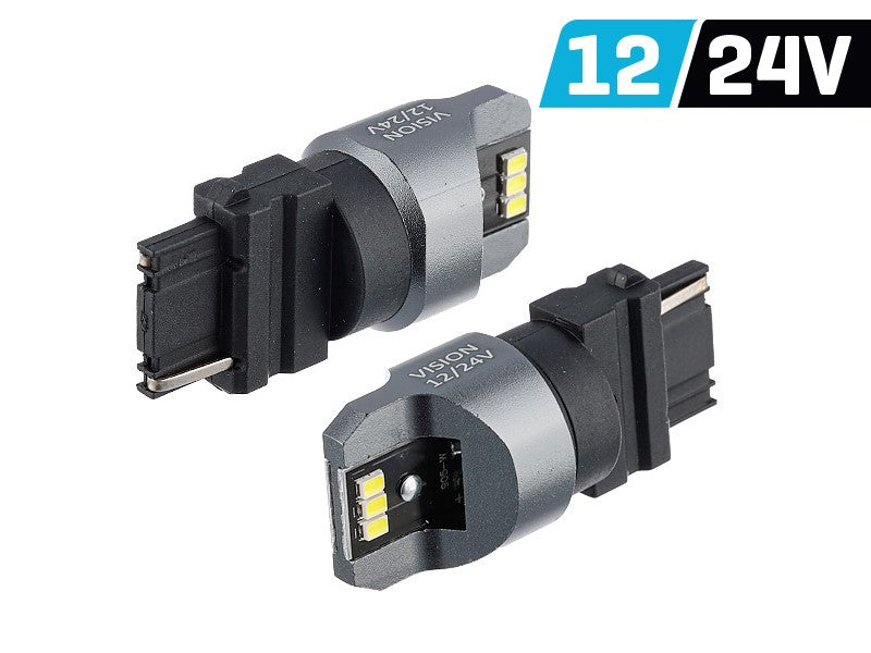 Izzó VISION P27W (T25) 12/24V 6x 3020 SMD LED, nem poláris, CANBUS, fehér, 2 db