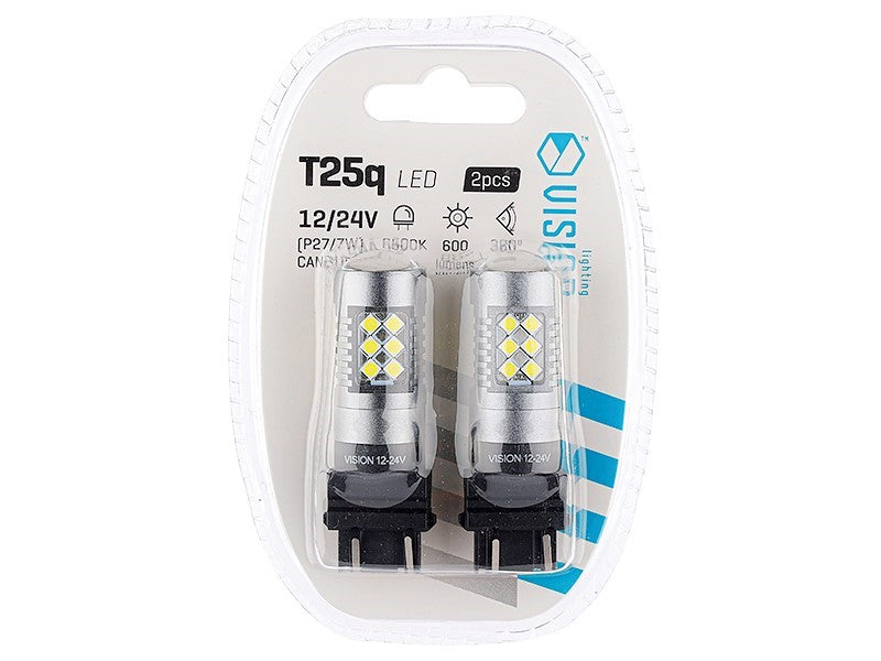 Izzó VISION P27  7W T25 1224V 24x 3030 SMD LED nem poláris CANBUS fehér 2 db – kép 3