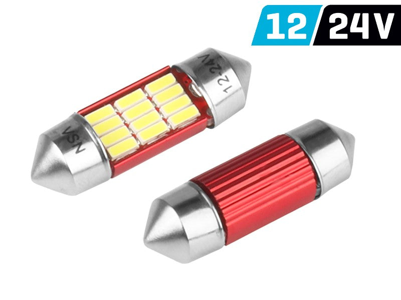 Izzó VISION Festoon SV8.5 31mm 12/24V 12x 4014 SMD LED, nem poláris, CANBUS, fehér, 2 db