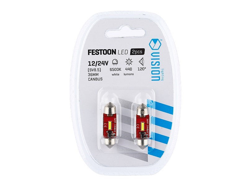 Izzó VISION Festoon SV85 36mm 1224V 1x 1860 SMD LED nem poláris CANBUS fehér 2 db – kép 3