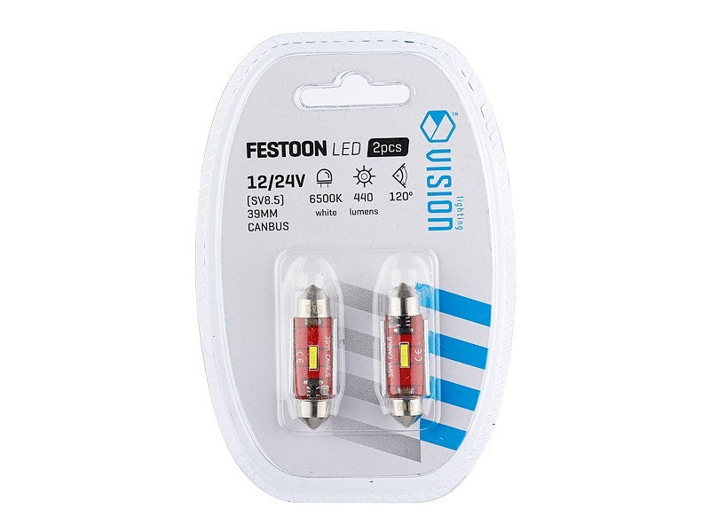 Izzó VISION Festoon SV85 39 mm 1224V 1x 1860 SMD LED nem poláris CANBUS fehér 2 db – kép 3