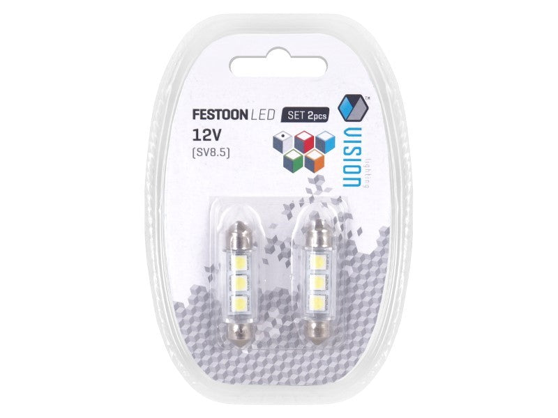 Izzó VISION Festoon SV85 41mm 12V 3x 5050 SMD LED fehér 2 db – kép 3