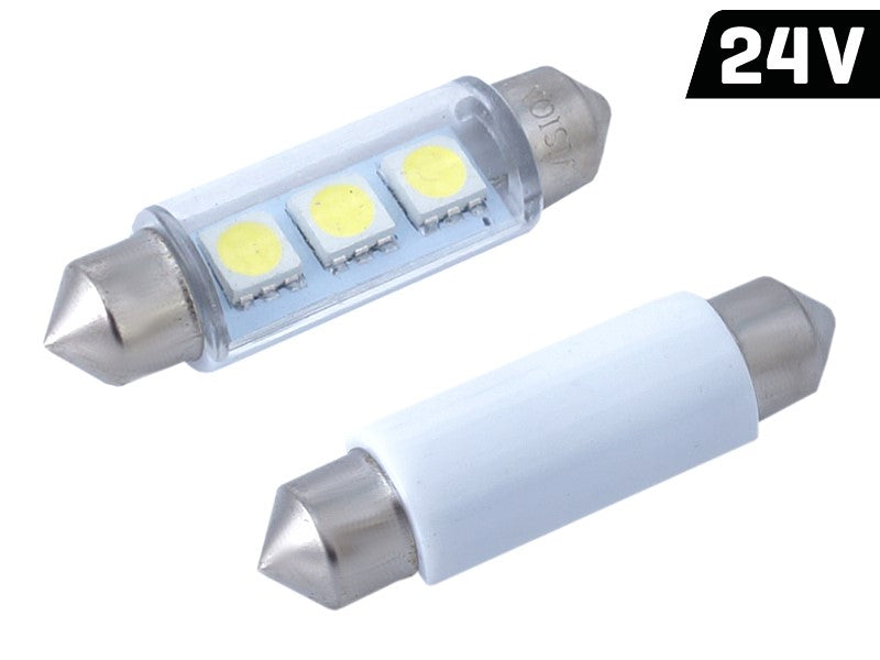 Izzó VISION Festoon SV8.5 41mm 24V 3x 5050 SMD LED, fehér, 2 db