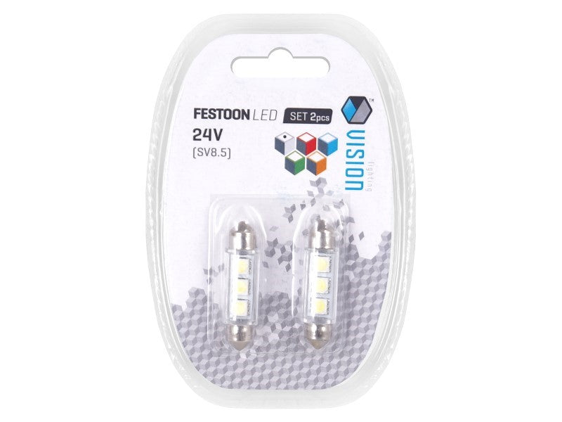 Izzó VISION Festoon SV85 41mm 24V 3x 5050 SMD LED fehér 2 db – kép 3