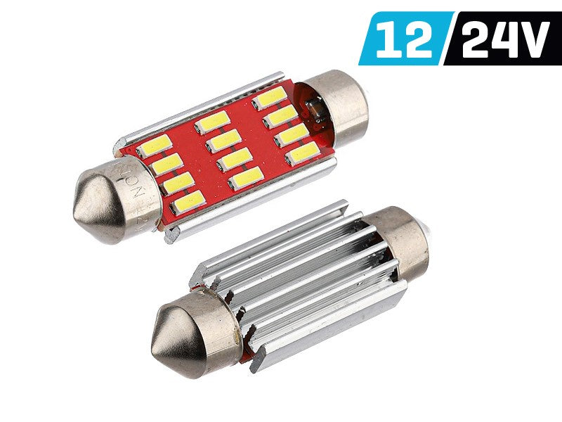 Izzó VISION Festoon SV8.5 41mm 12/24V 12x 4014 SMD LED, CANBUS, fehér, 2 db