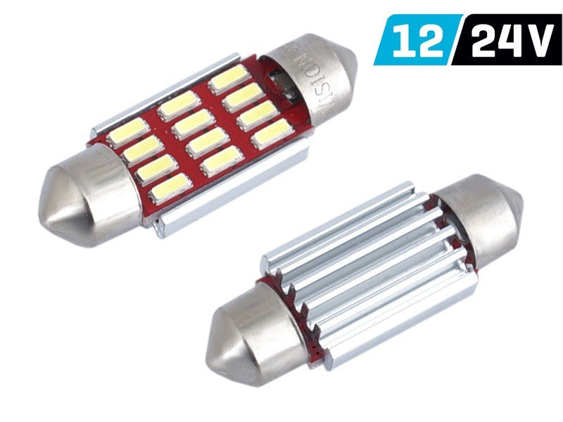 Izzó VISION Festoon SV8.5 36mm 12/24V 12x 4014 SMD LED, CANBUS, fehér, 2 db