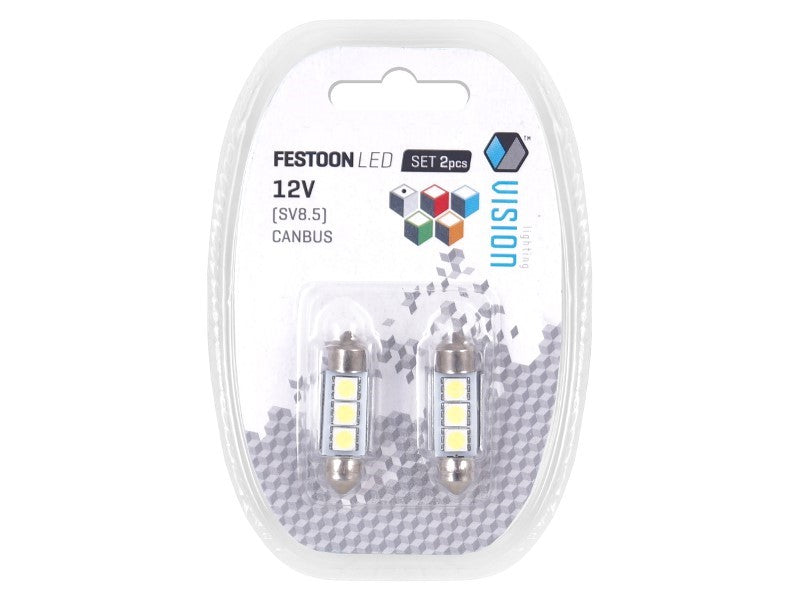 Izzó VISION Festoon SV85 36mm 12V 3x 5050 SMD LED CANBUS fehér 2 db – kép 3