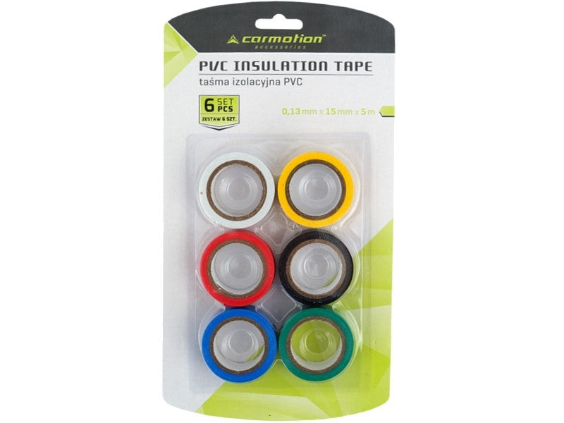 PVC szigetelőszalagok 0,13 mm x 15 mm x 5 m, színes, 6 db