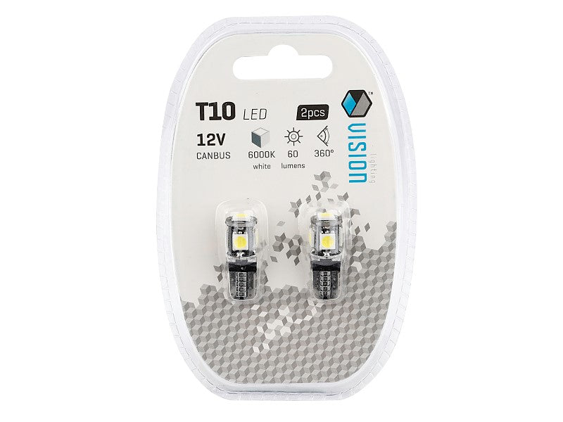 Izzó VISION W5W T10 12V 5x 5050 SMD LED CANBUS fehér 2 db – kép 2