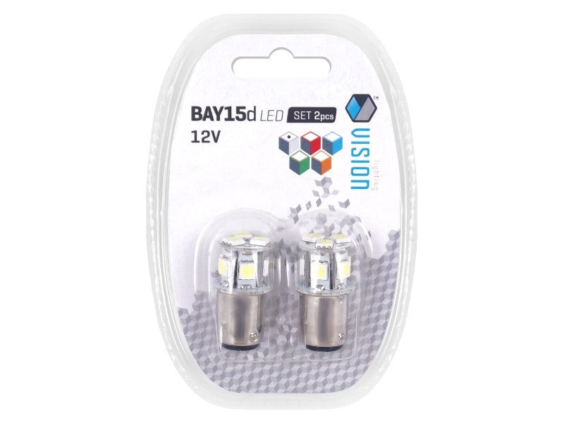 Izzó VISION P21  5W BAY15d 12V 8x 5050 SMD LED fehér 2 db – kép 3