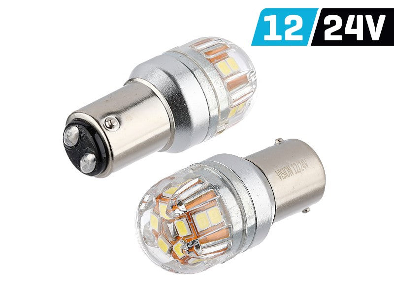 Izzó VISION P21 / 5W BAY15d 12/24V 15x 2835 SMD OSRAM Chip, CANBUS, fehér, 2 db