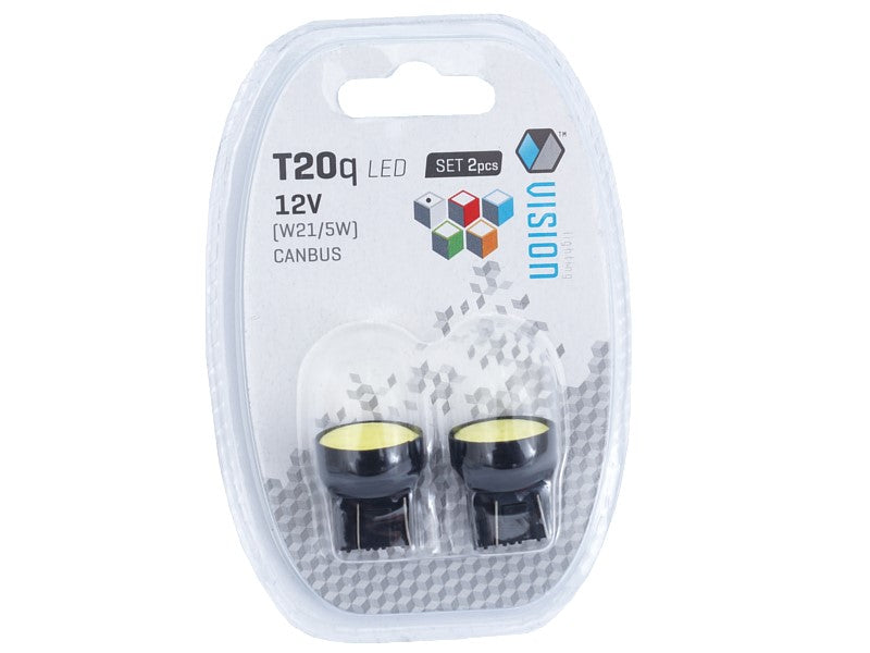 Izzó VISION W21  5W T20q 12V 1x COB LED CANBUS fehér 2 db – kép 3