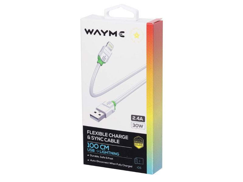 WAYME töltő  és szinkronizáló kábel 100 cm szilikon kerek USB> Lightning – kép 3