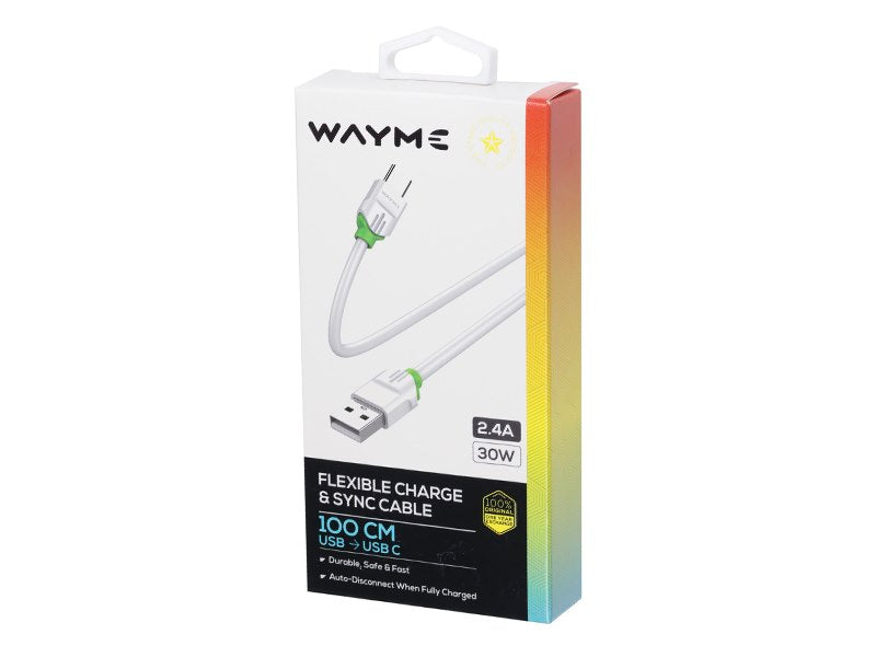 WAYME töltő  és szinkronizáló kábel szilikon kerek 100 cm USB> USB C – kép 3