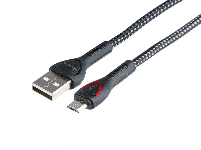 Töltő  és szinkronizáló kábel  fonott mikroszálas LED háttérvilágítás 200 cm USB> micro USB – kép 2