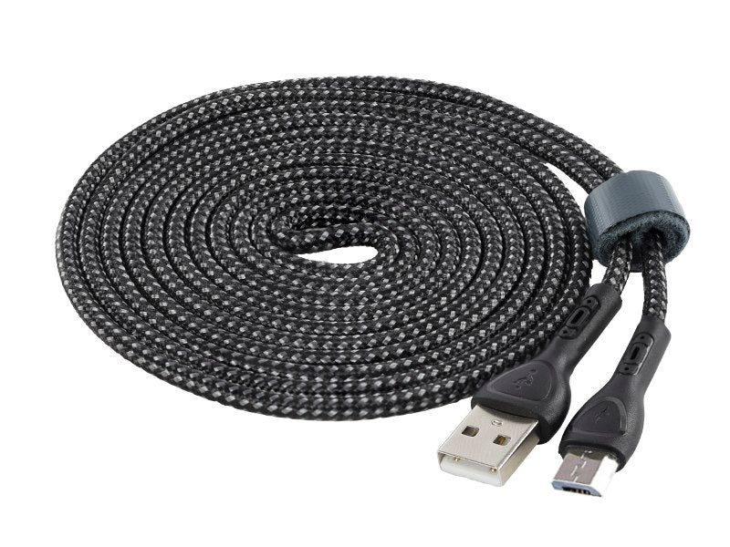 Töltő  és szinkronizáló kábel  fonott mikroszálas LED háttérvilágítás 200 cm USB> micro USB – kép 3