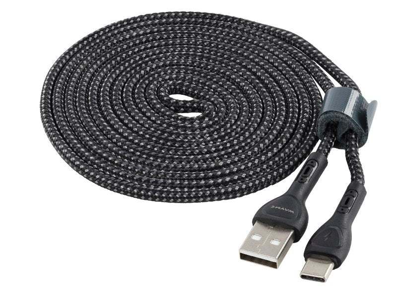 WAYME töltő  és szinkronizáló kábel  fonott mikroszálas LED háttérvilágítás 200 cm USB> USB C – kép 3