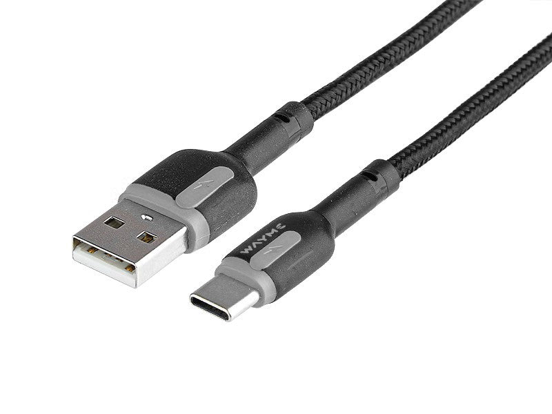 WAYME töltő- és szinkronizáló kábel , 100 cm fonott mikroszálas, USB> USB-C