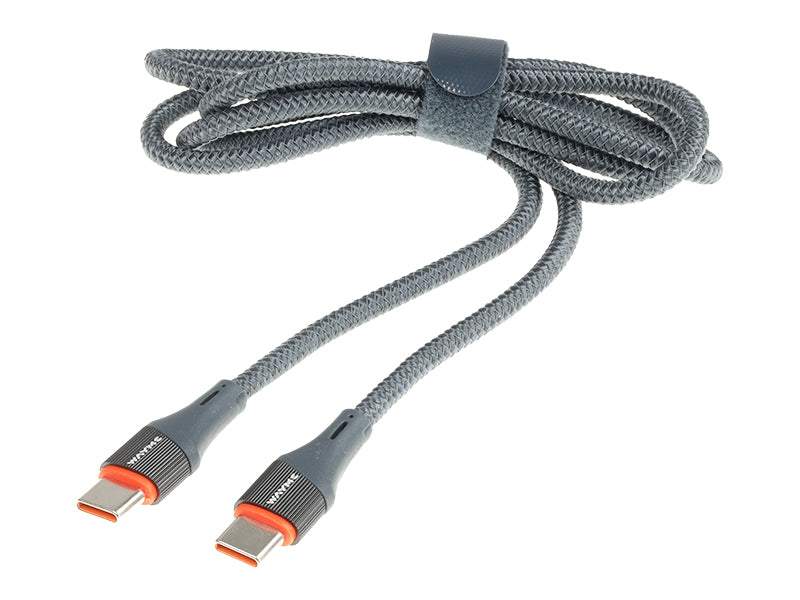 WAYME töltő  és szinkronizáló kábel mikroszálas fonott 100 cm 100 cm USB C > USB C PD max 65W – kép 3