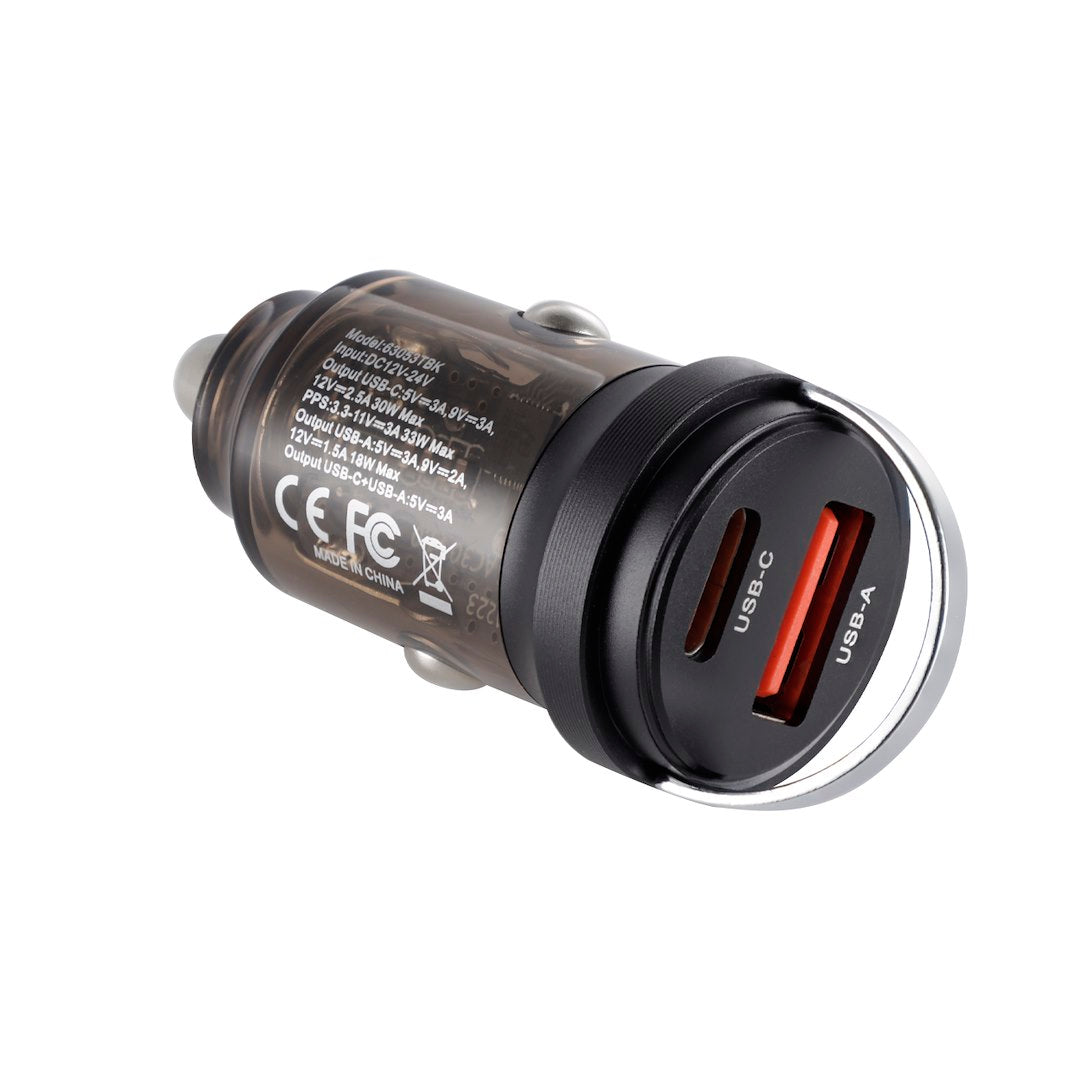 WAYME töltő 1224V USB 18W  USB C PD 33W gyűrűvel átlátszó fekete színű – kép 3