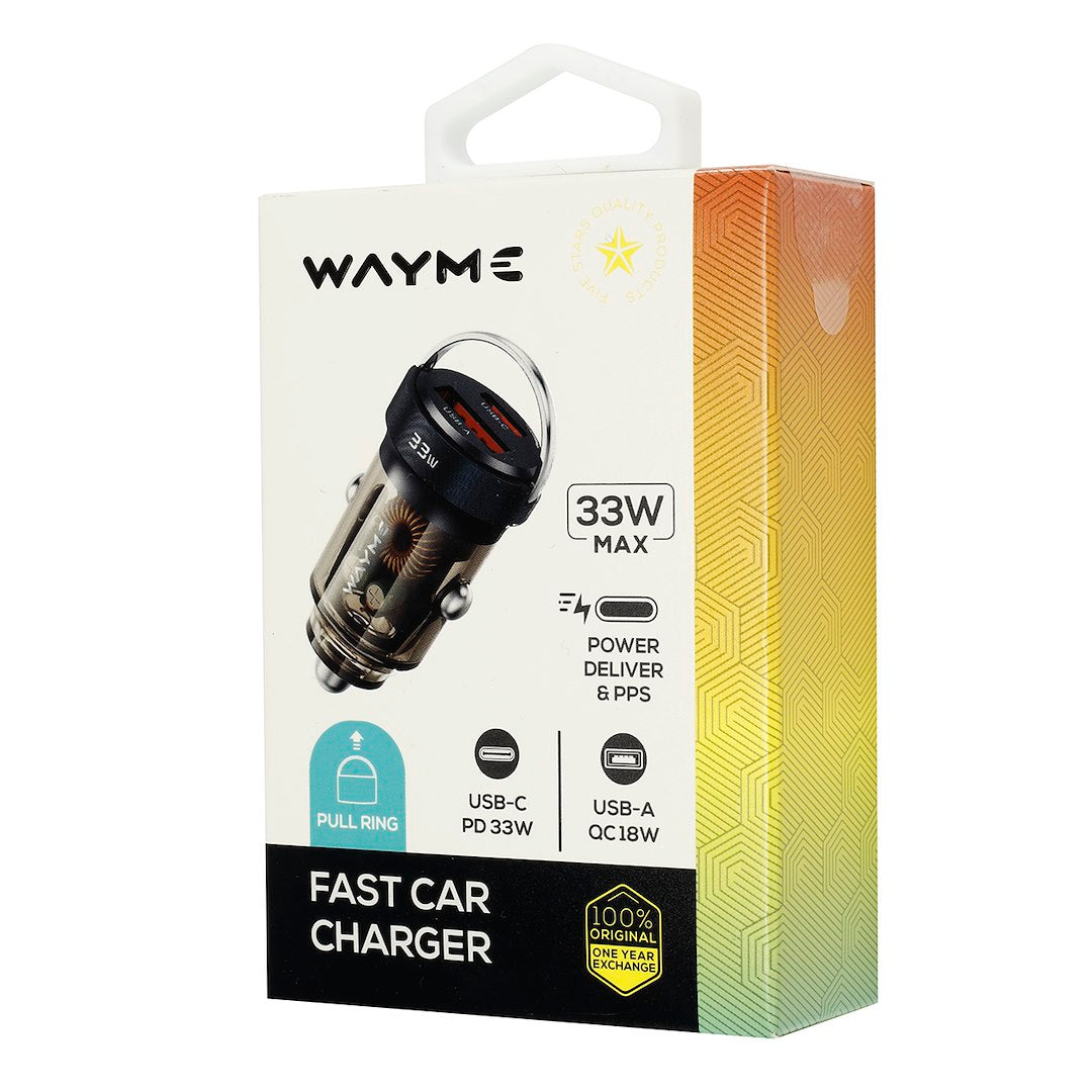 WAYME töltő 1224V USB 18W  USB C PD 33W gyűrűvel átlátszó fekete színű – kép 4