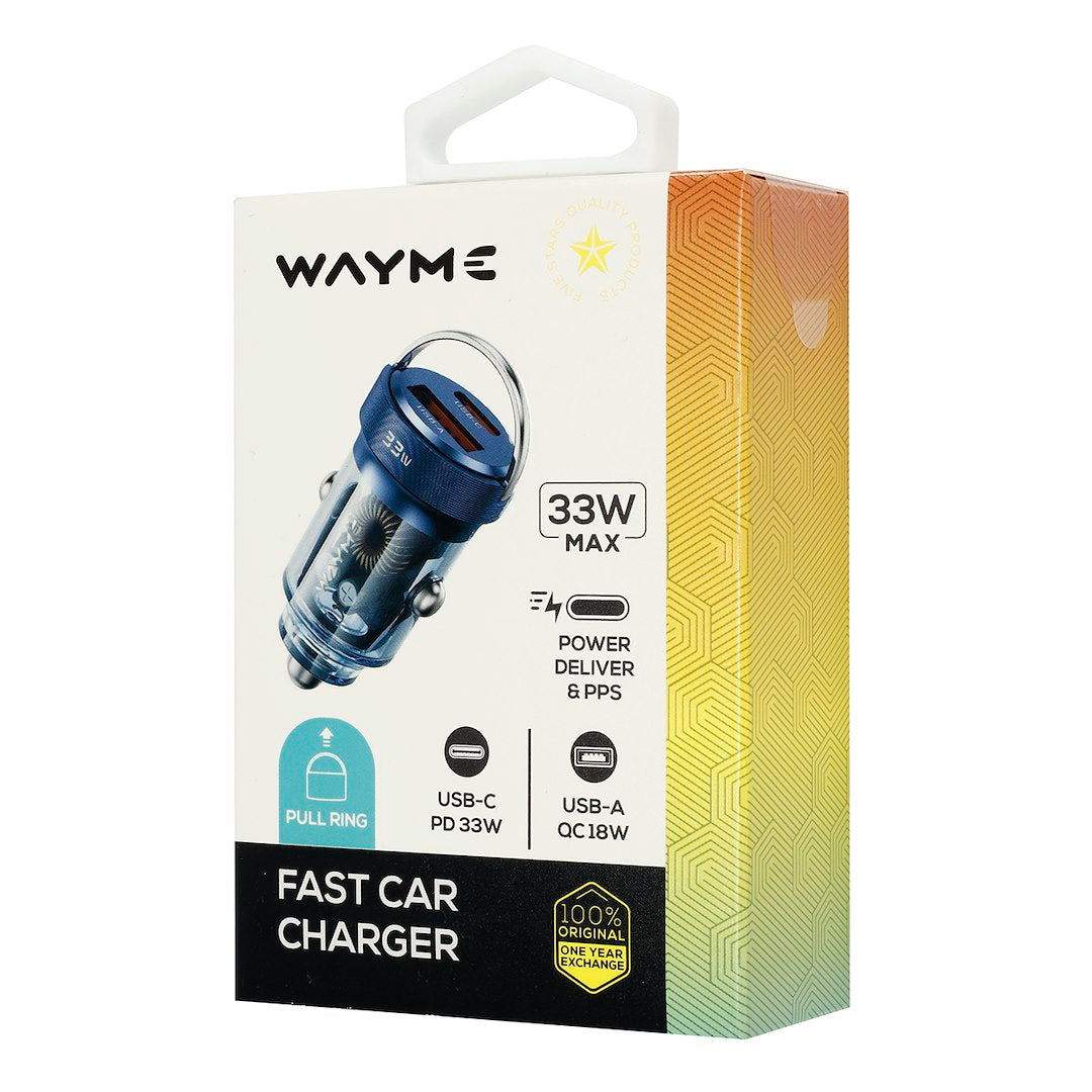 WAYME töltő 1224V USB 18W  USB C PD 33W gyűrűvel átlátszó kék színű – kép 4