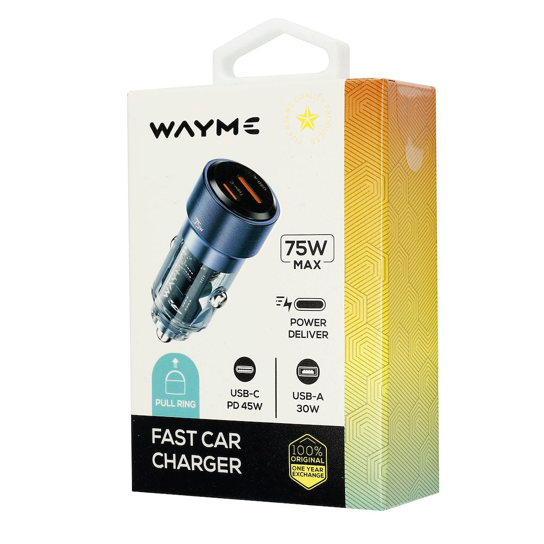 WAYME töltő 1224V USB 30W  USB C PD 45W átlátszó kék – kép 3