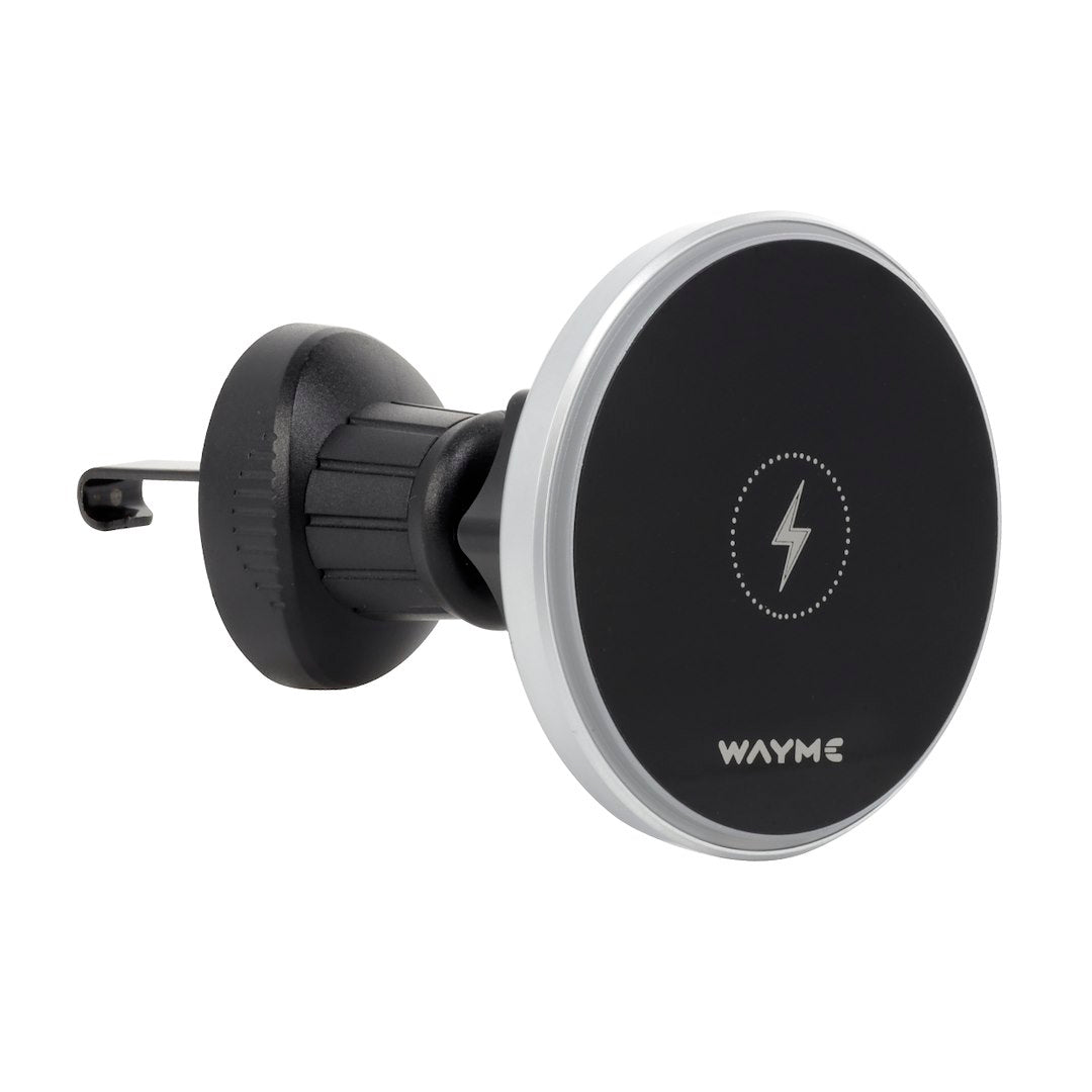 WAYME Mágneses alumínium szellőzőtartó 15W-os induktív töltővel + USB kábel > USB-C 100 cm
