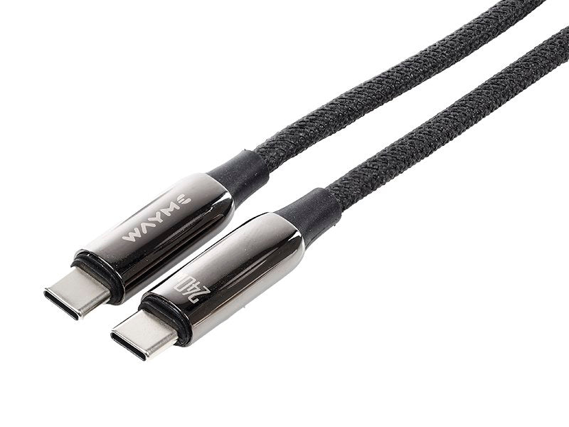 WAYME töltő- és szinkronizáló kábel, fonott mikroszálas, 100 cm, USB-C > USB-C PD, max 240W
