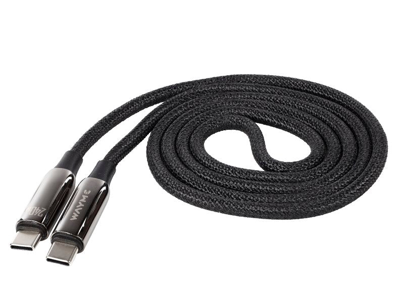 WAYME töltő  és szinkronizáló kábel fonott mikroszálas 100 cm USB C > USB C PD max 240W – kép 2