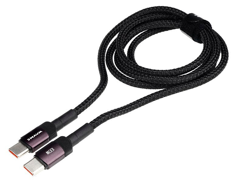 WAYME Mikroszálas fonott töltő  és szinkronizáló kábel 100cm USB C > USB C Max 100W lila – kép 3