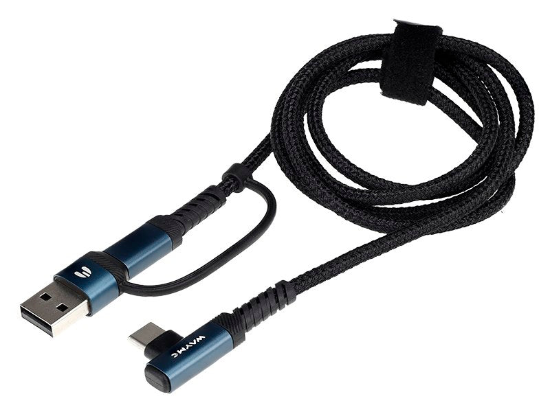 WAYME Mikroszálas fonott töltő  és szinkronizáló kábel 100 cm USBC > USB C 90° max 60W – kép 3