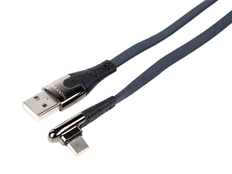 WAYME töltő- és szinkronizáló kábel, fonott mikroszálas, 100 cm, USB > ferde USB-C, max 30W