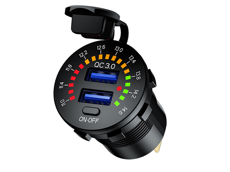 Beépített töltő USB QC3.0 + USB 6A kapcsolóval