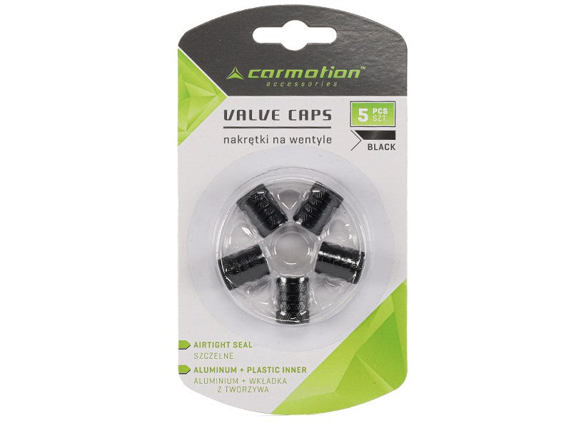 Alumínium szelepsapkák műanyag menetes betéttel 5 db fekete színben – kép 3