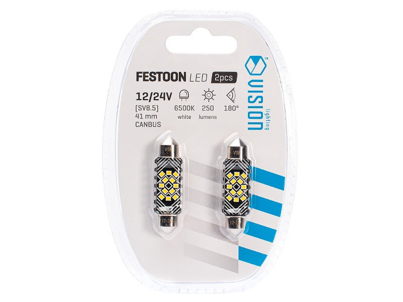 Izzó VISION Festoon SV85 41 mm 1224V 12x 2016 SMD LED CANBUS fehér 2 db – kép 3