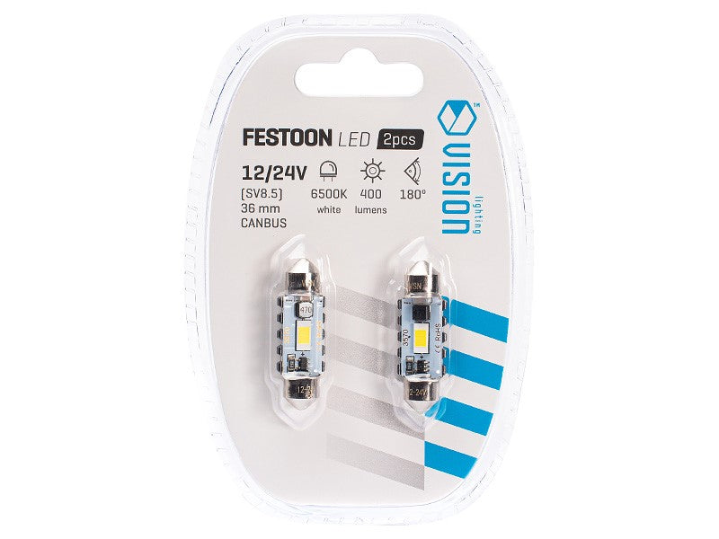 izzó VISION Festoon SV85 36 mm 1224V 2x 3570 SMD LED CANBUS fehér 2 db – kép 3
