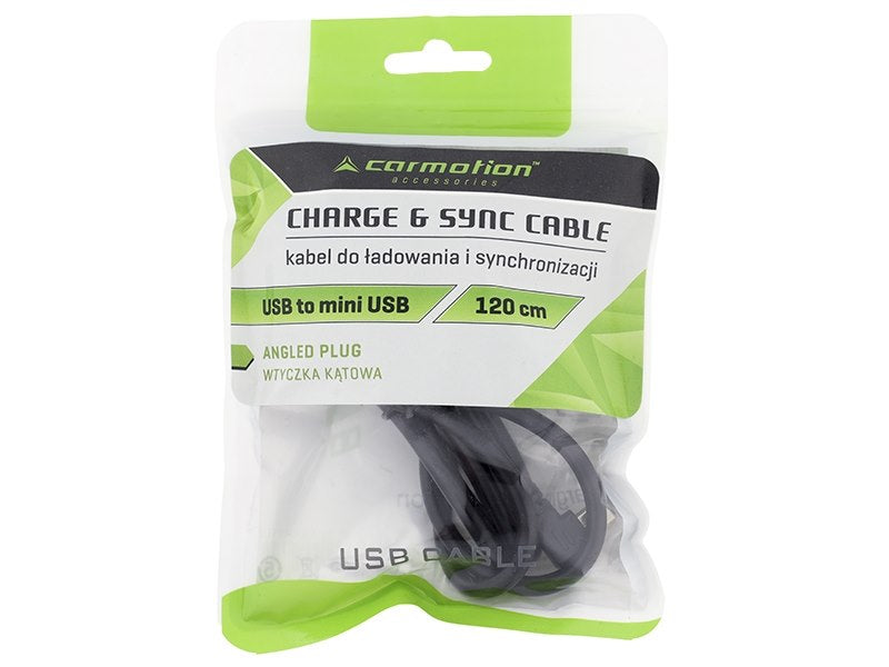 Töltő  és szinkronizáló kábel 120 cm műanyag USB> mini USB ferde jobbra – kép 2