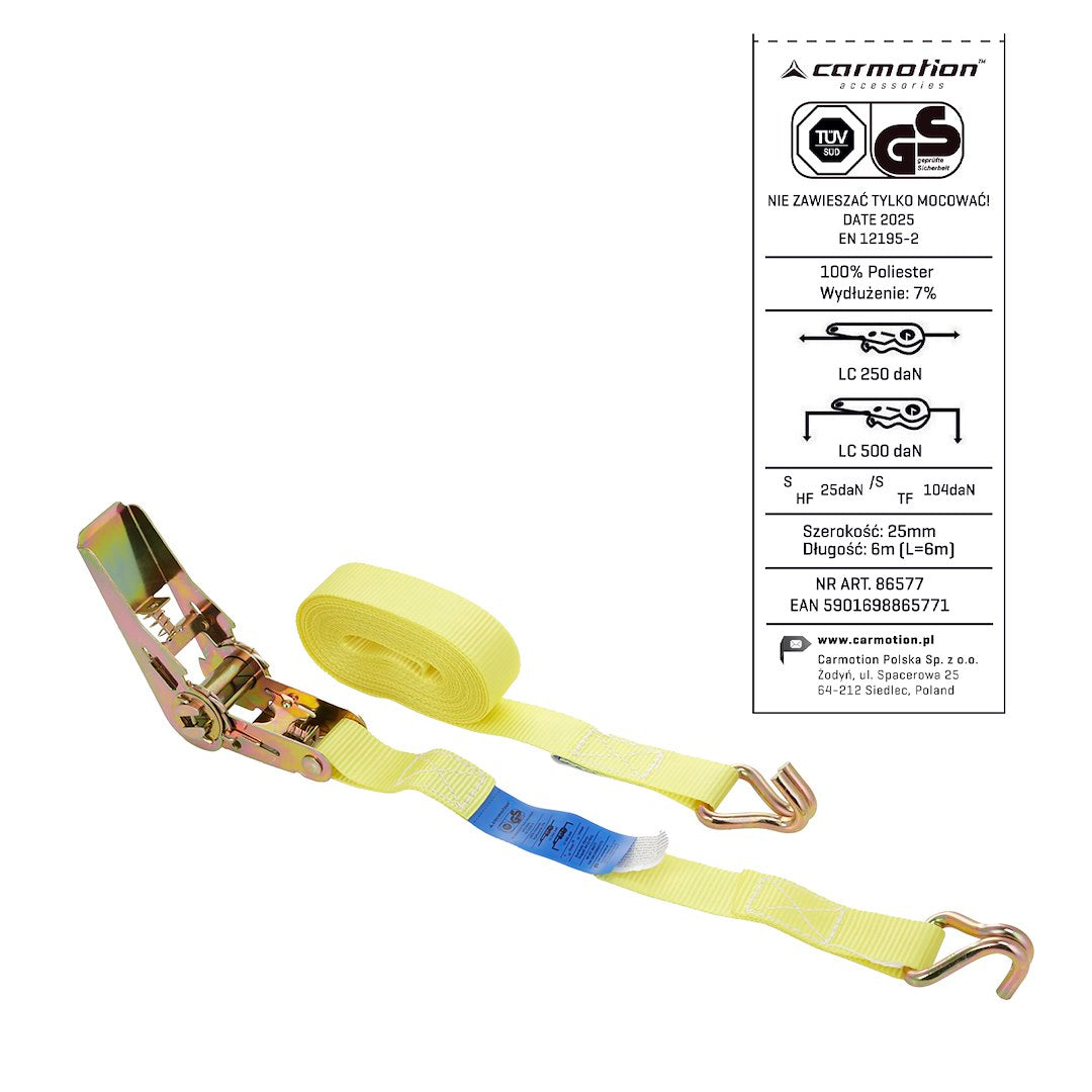 Ratcsos rögzítőheveder 500 kg 6 m – kép 4