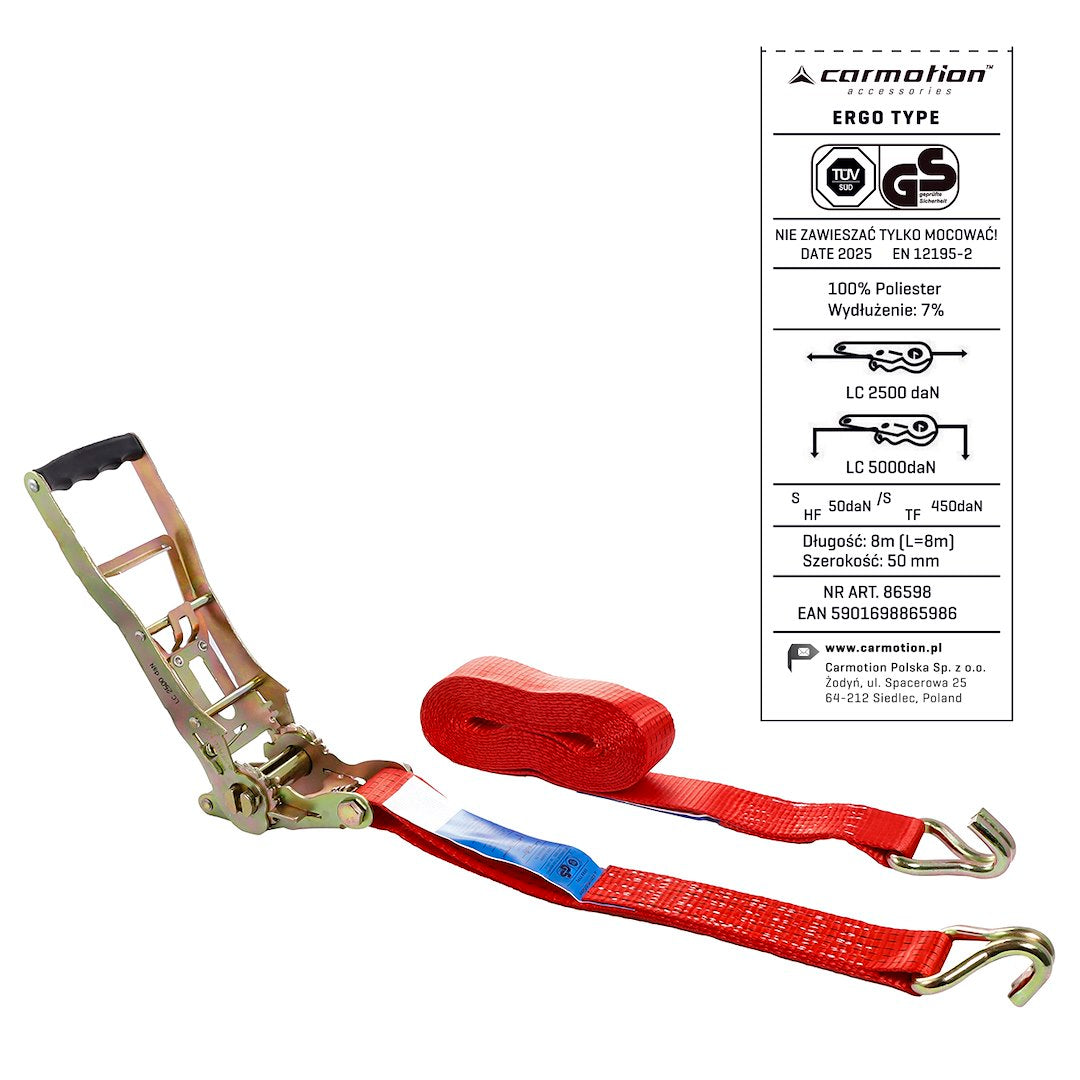 Ratchet rögzítő hevederERGO 50 mm 8 m max 5000 kg – kép 4