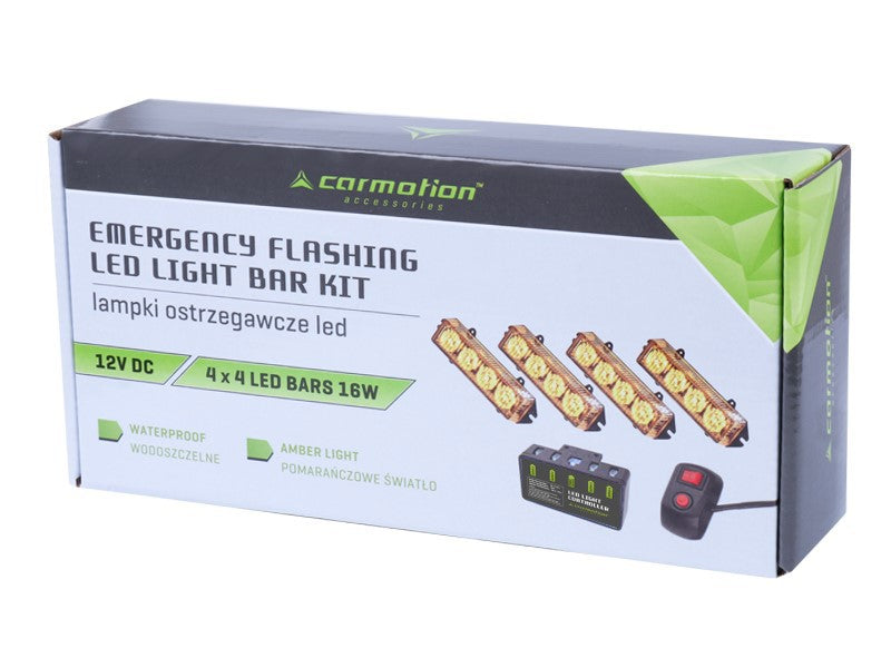 Figyelmeztető lámpák 12V 16W 4 darabos készlet vezérlővel és vezetékes távirányítóval – kép 4