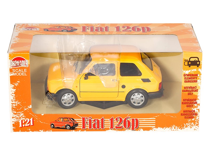 1:21 es modell PRL FIAT 126p sárga színű – kép 3