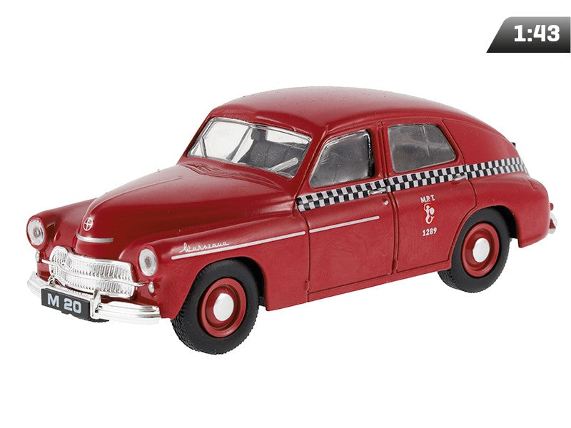1:43 PRL WARSZAWA M20 TAXI modell, cseresznye