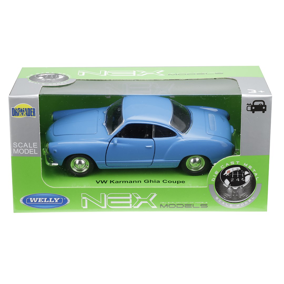 1:34 es modell VW Karmann Ghia Coupe kék – kép 4