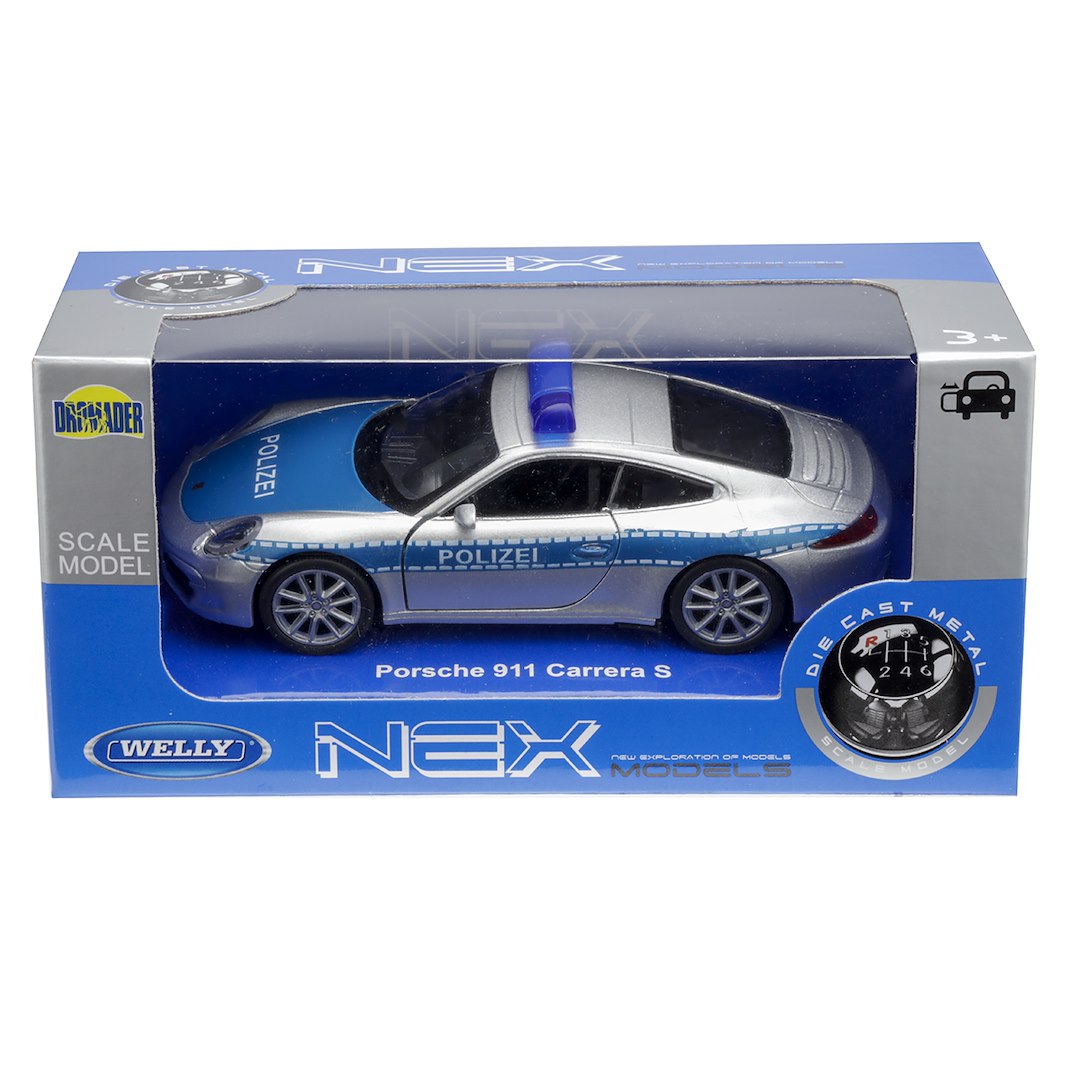 1:34 es modell PORSCHE 911 Carrera S POLIZEI ezüst – kép 4