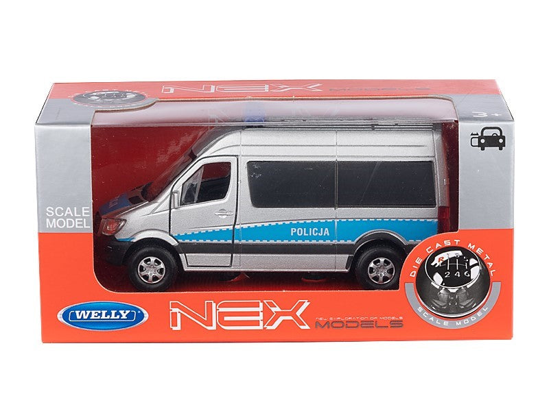 1:34 es modell Mercedes Benz Sprinter POLICE ezüst A884MBSPOS – kép 3
